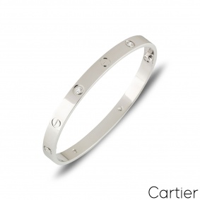 Cartier White Gold Half Diamond Love Bracelet Size 18 B6035818 Cartier White Gold Half Diamond Love Bracelet Size 18 B6035818